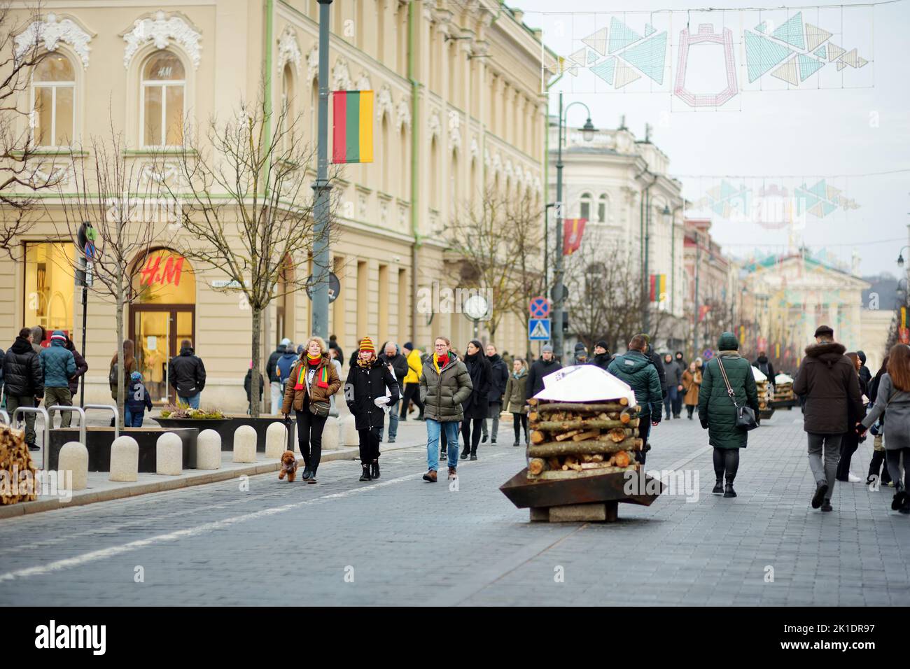 VILNIUS, LITHUANIA - FEBRUARY 16, 2022: Hundreds of people attending