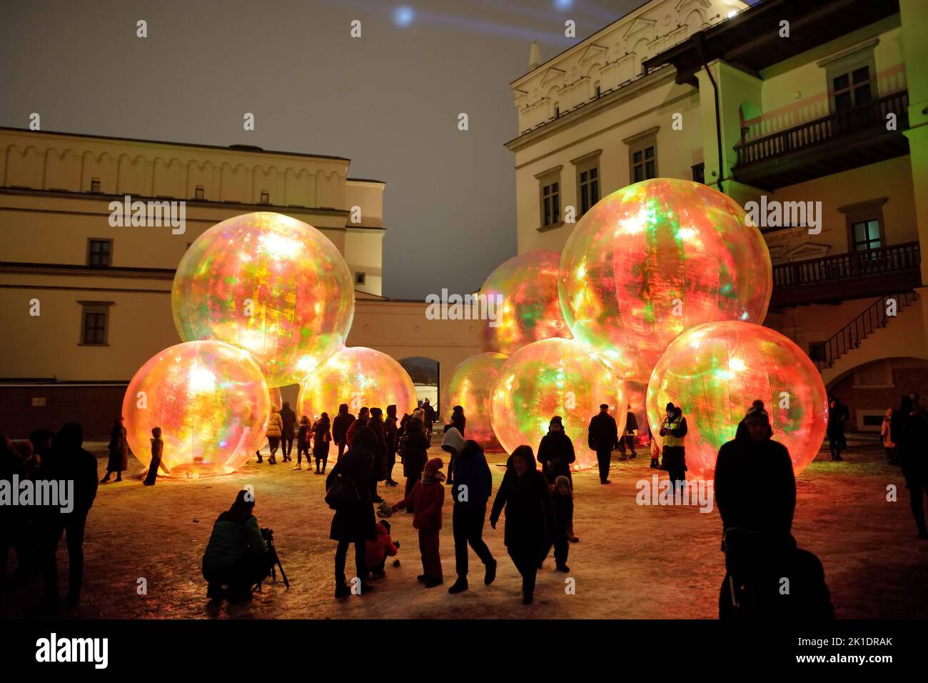 VILNIUS, LITHUANIA JANUARY 26, 2022 Scenic light installations