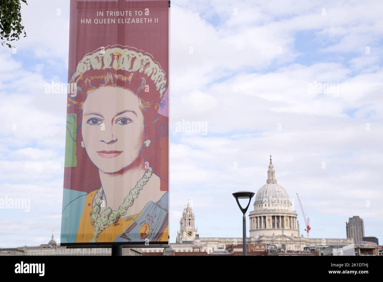Portrait of HM the queen Elizabeth II seen in south bank London UK Stock Photo
