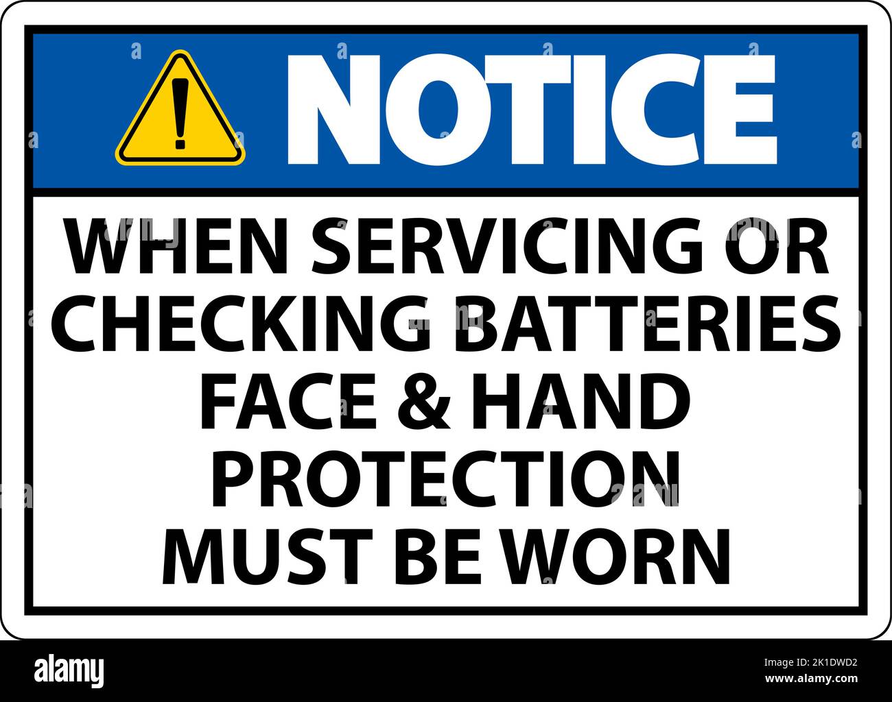 Notice When Servicing Batteries Sign On White Background Stock Vector