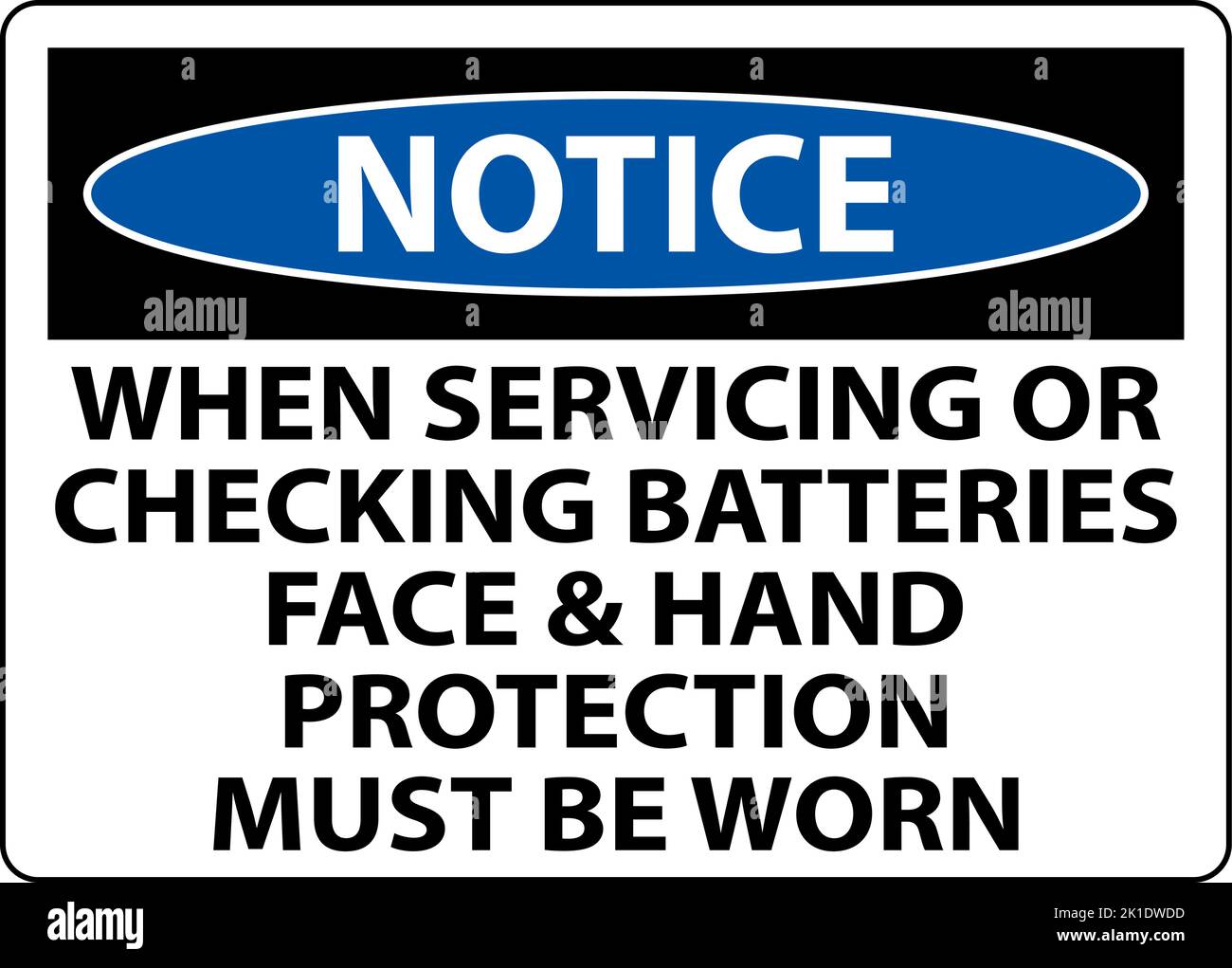 Notice When Servicing Batteries Sign On White Background Stock Vector