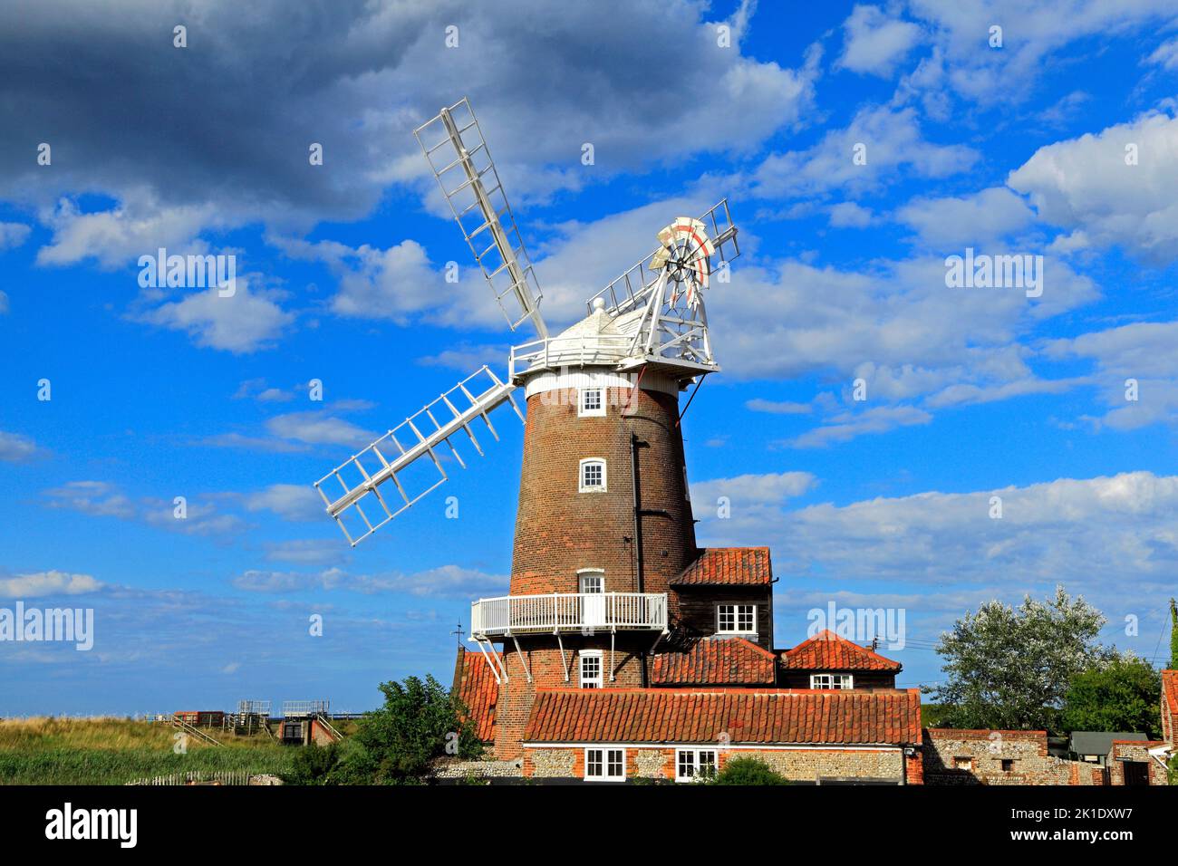Cley next the Sea windmill, brick tower mill, Norfolk, England, UK Stock Photo
