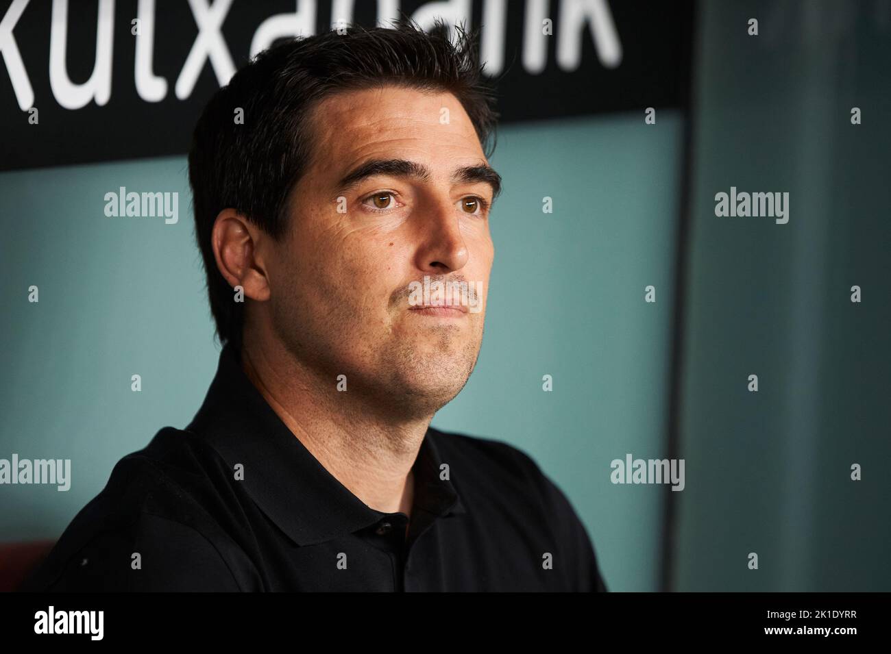 Ravo Vallecano head coach Andoni Iraola during the La Liga match between Athletic Club and Rayo Vallecano played at San Mames Stadium on September 17, 2022 in Bilbao, Spain. (Photo by Cesar Ortiz / PRESSIN) Stock Photo