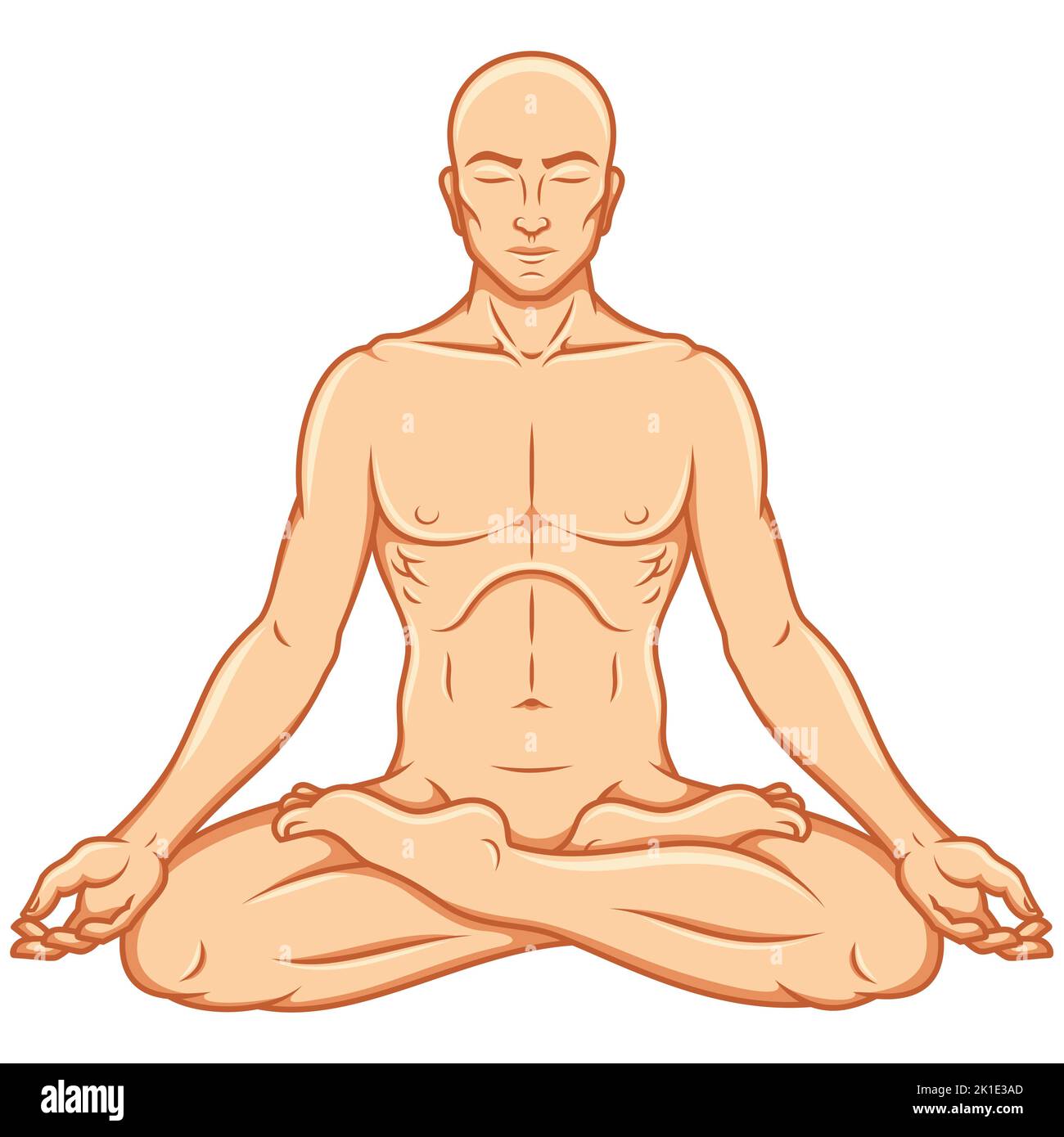 Vector Design of Man Meditating in Lotus Flower Position Stock Vector