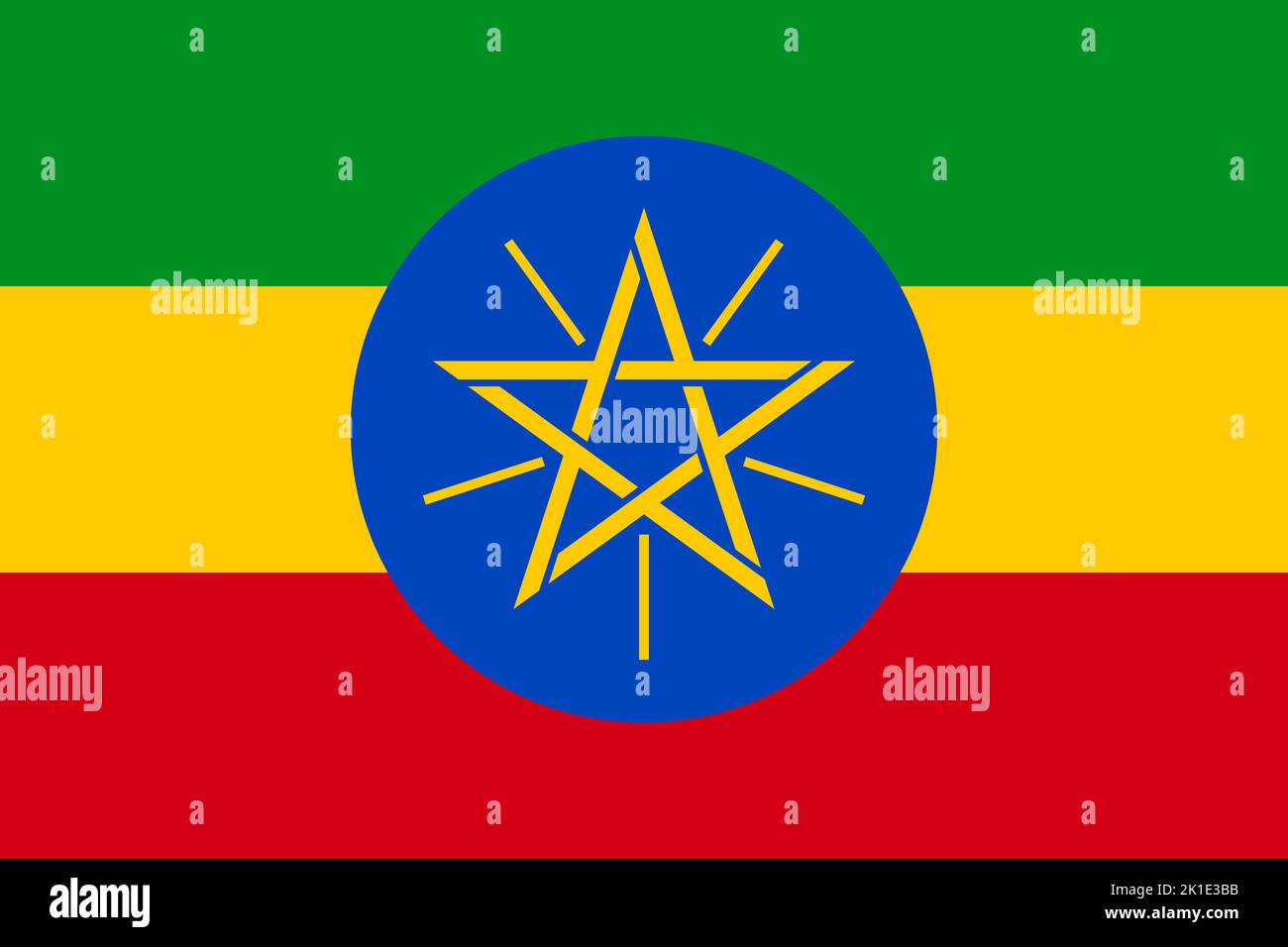 Ethiopia flag. Ethiopian national banner and patriotic symbol. Official colors. Flat vector illustration. Stock Vector