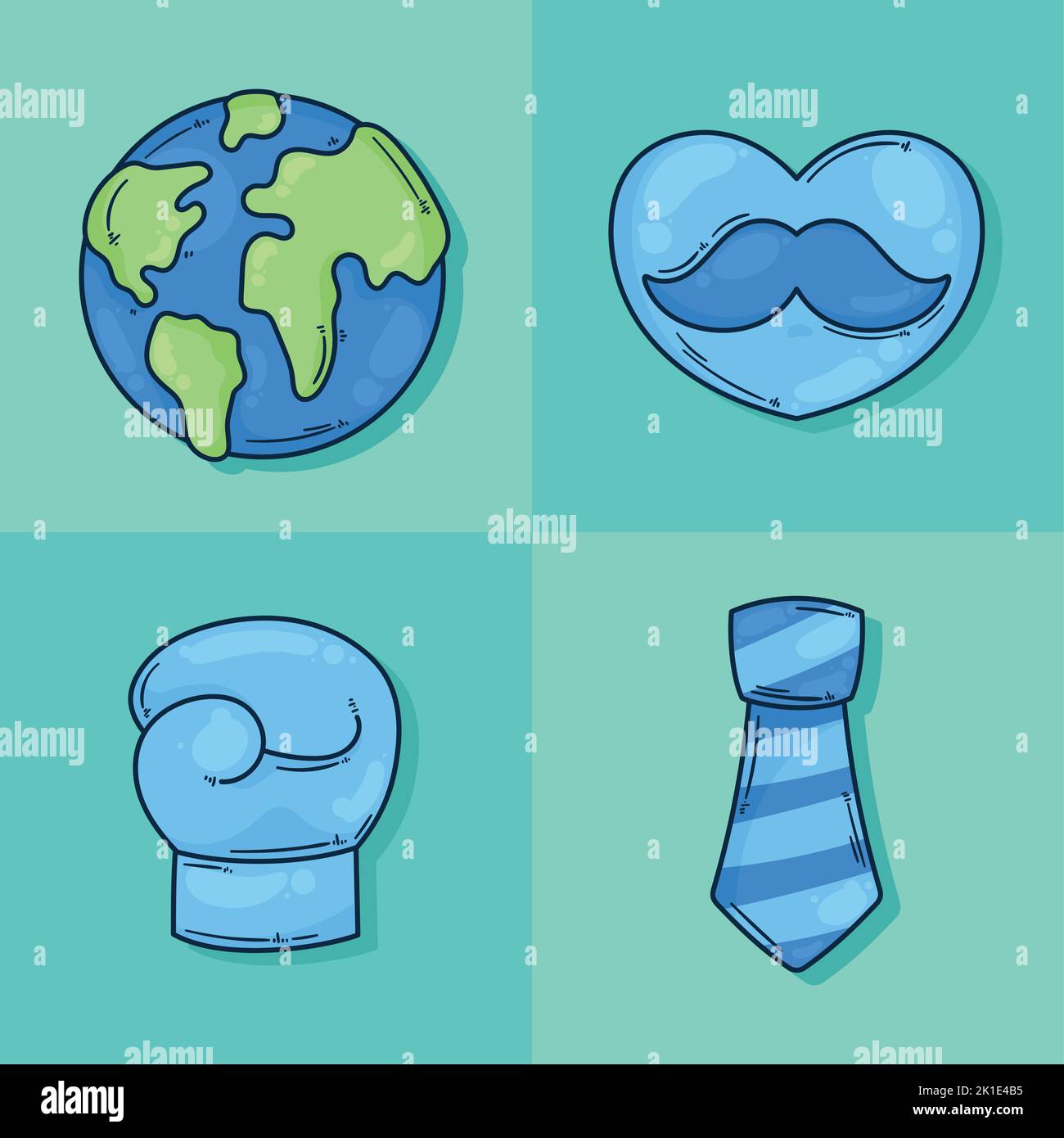 four movember campaign set icons Stock Vector