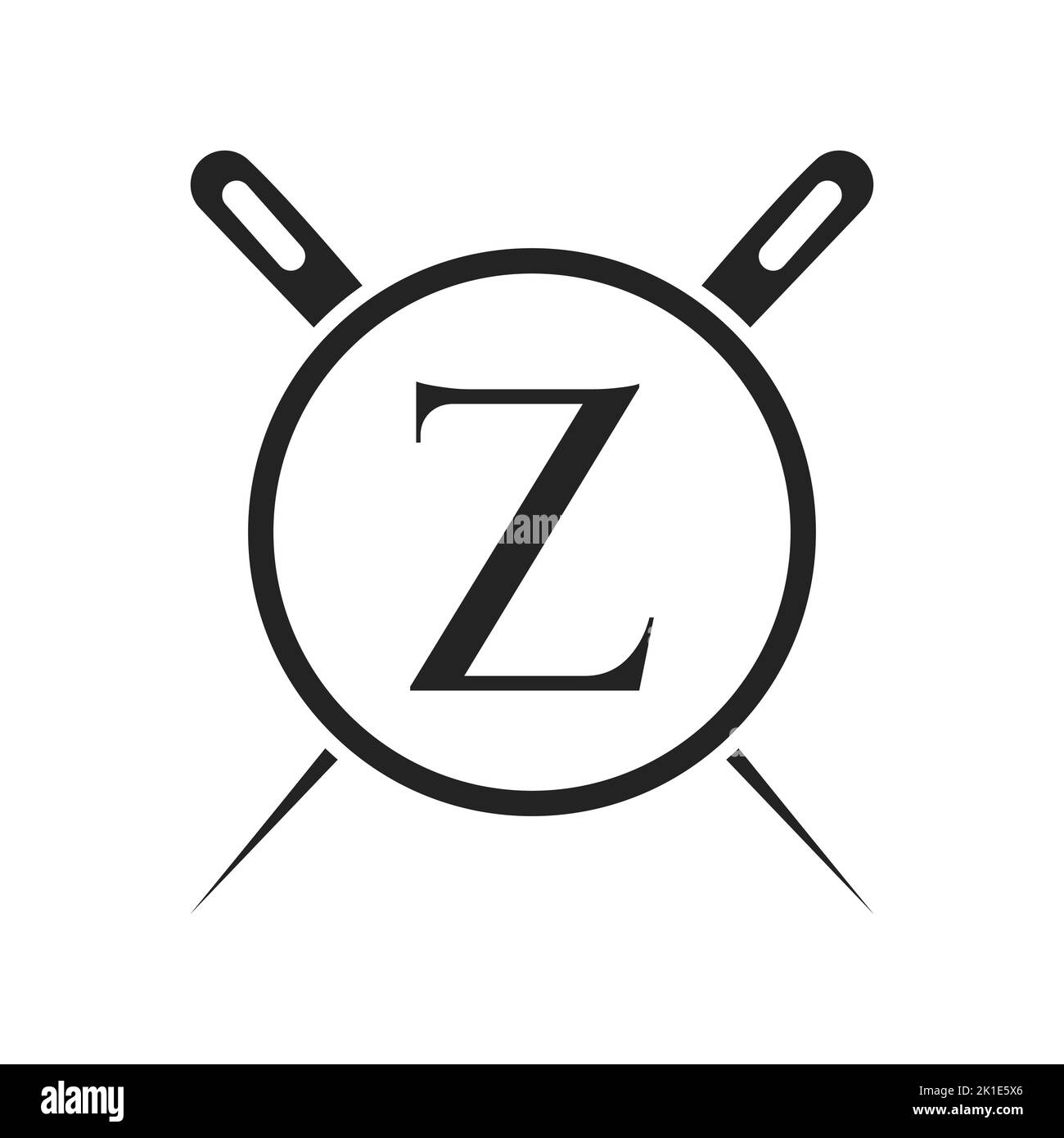 Letter Z Tailor Logo, Needle and Thread Combination for Embroider