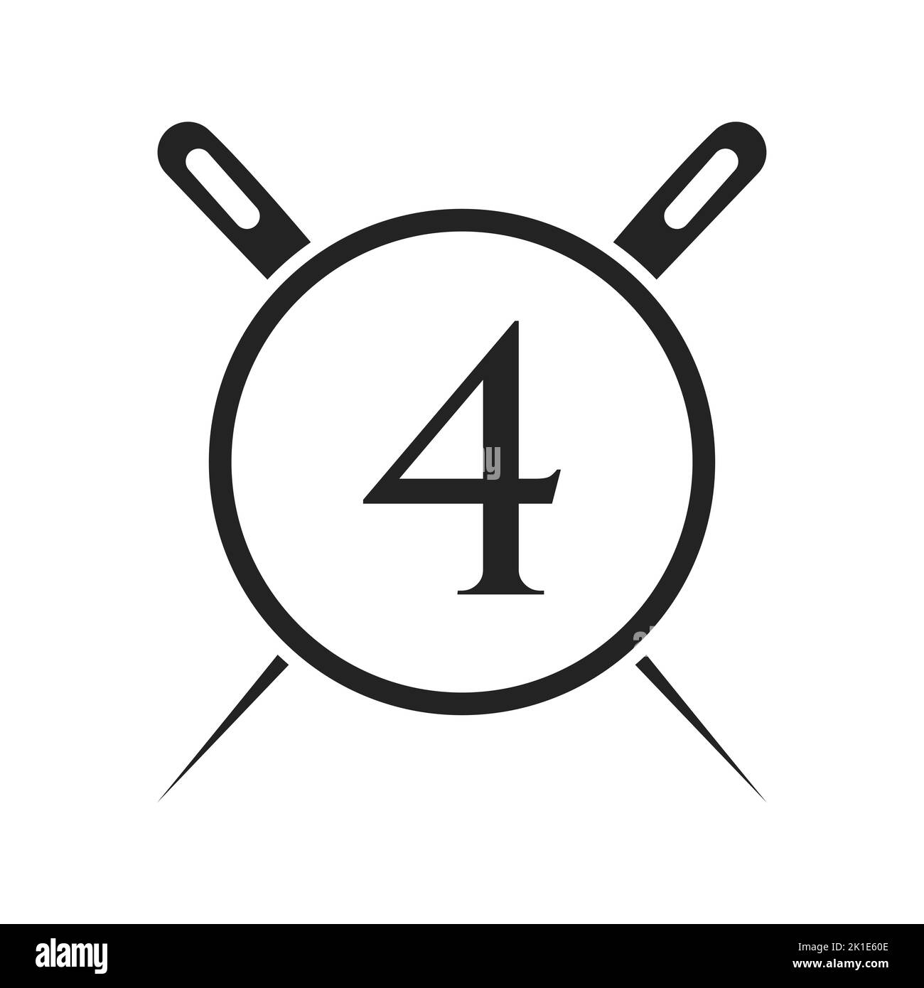 Letter 4 Tailor Logo, Needle and Thread Combination for Embroider