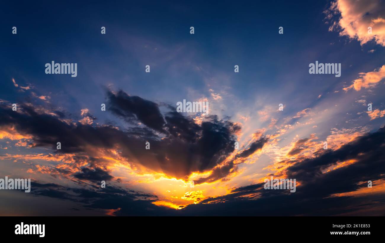 Beautiful sunset sky with clouds Stock Photo