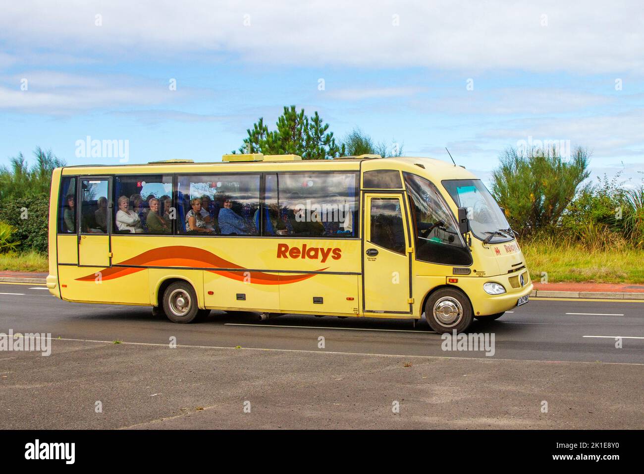 Relays Coach Holidays 2005 SITCAR BELUGA 4250cc Euro 3 Diesel Bus in Southport, UK Stock Photo