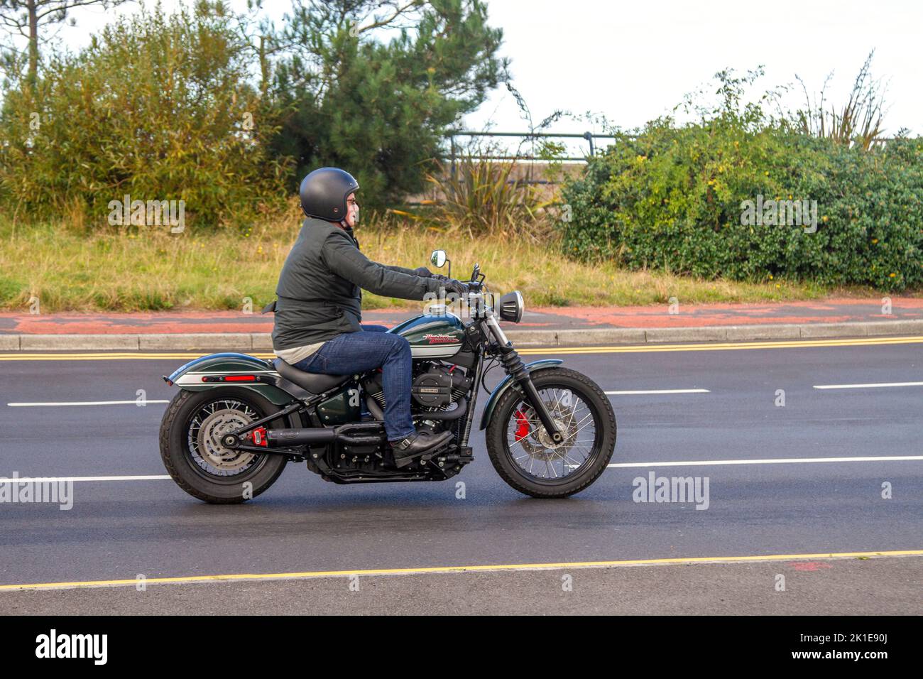 2018 HARLEY DAVIDSON FXBB STREET BOB 1745 cc,18 b, Milwaukee-Eight 107 V-twin; travelling to the Classic and speed event in Southport, UK Stock Photo