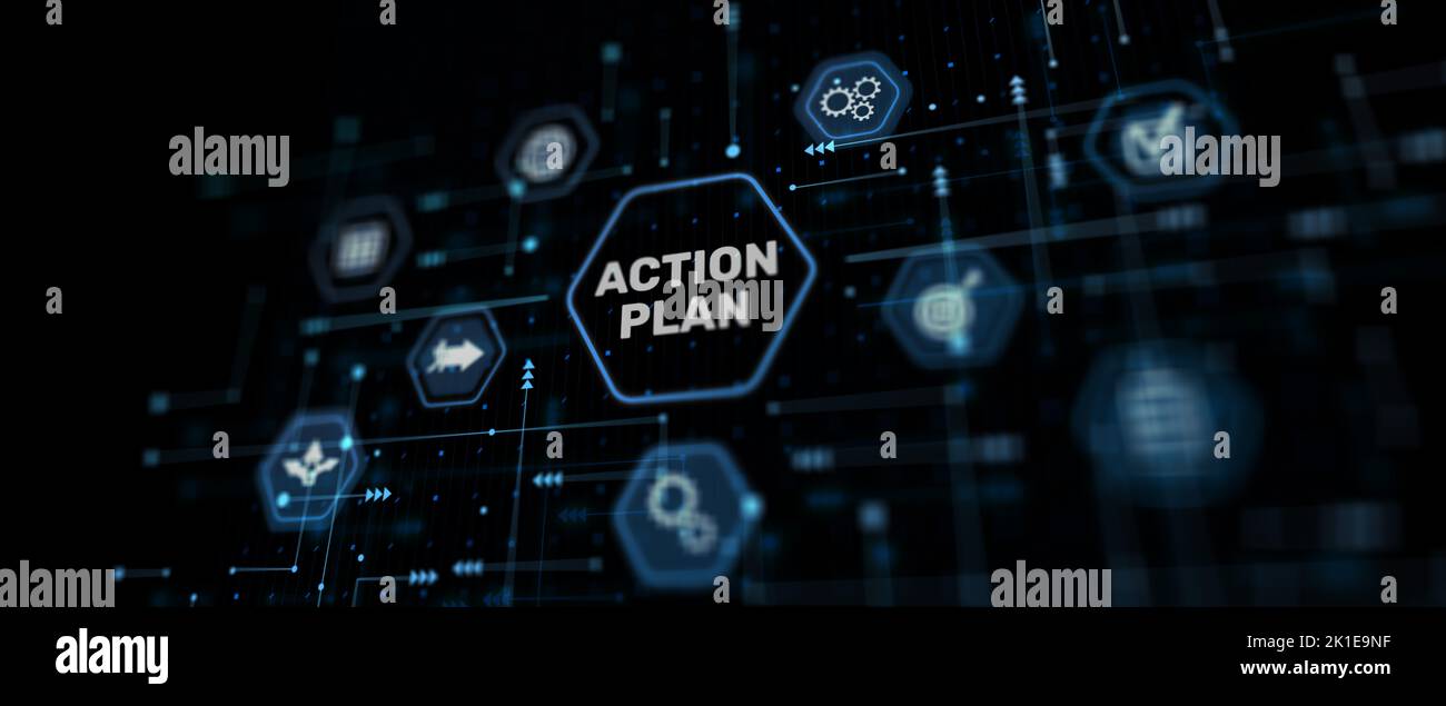 Action plan abstract background. Algorithm and strategy development business. Stock Photo