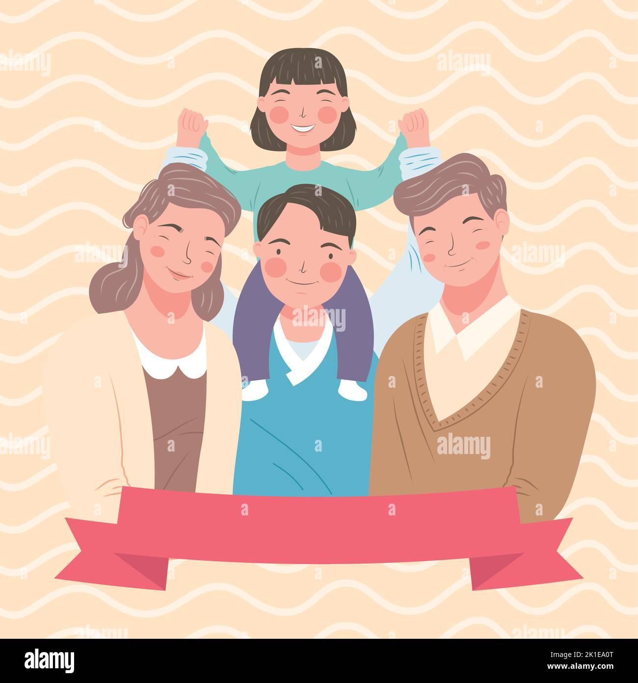 korean family members and ribbon card Stock Vector Image & Art - Alamy
