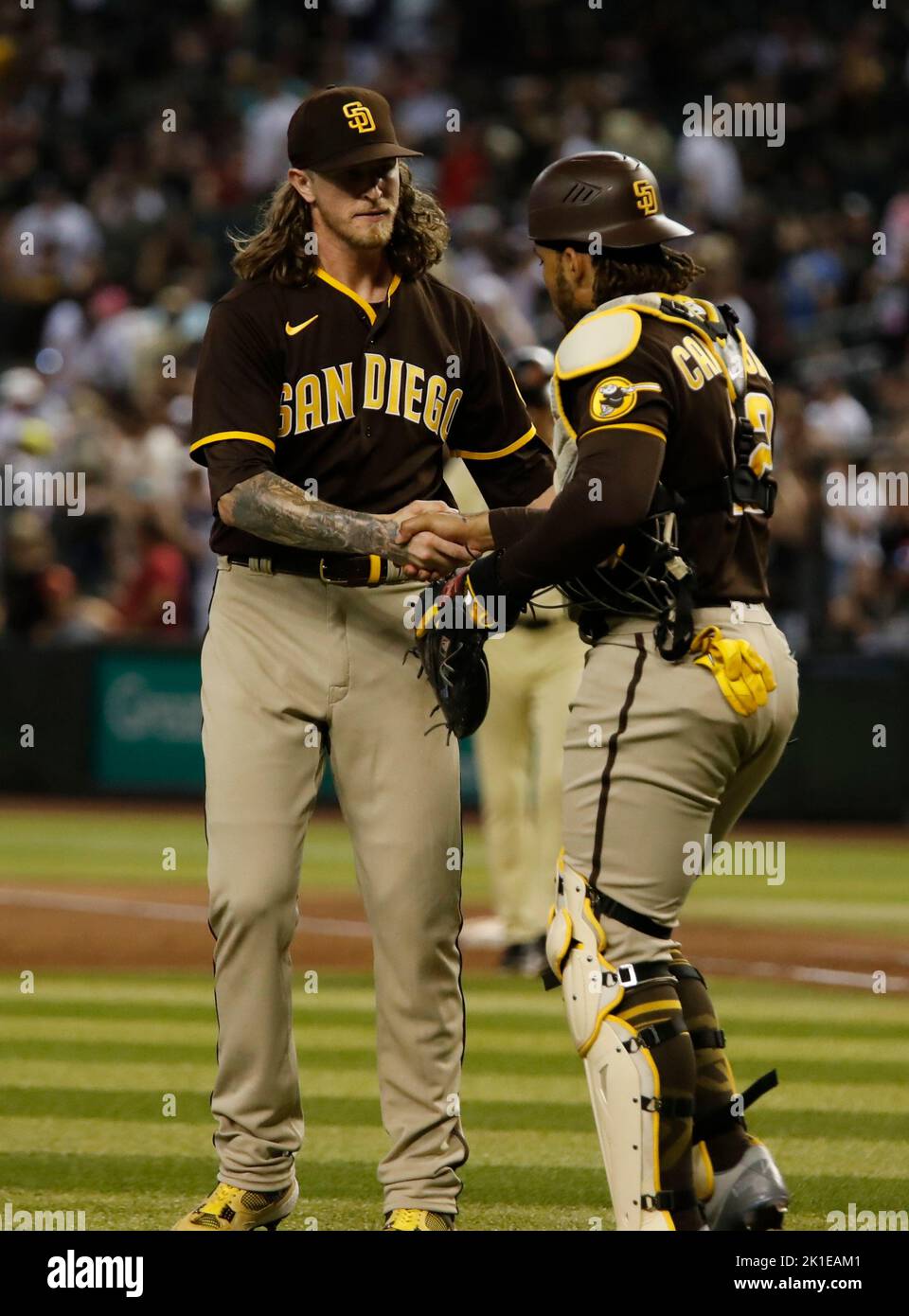 San Diego Padres' Josh Hader reacts after throwing a pitch to a Cleveland  Guardians' batter in the ninth inning of a baseball game Tuesday, June 13,  2023, in San Diego. (AP Photo/Derrick