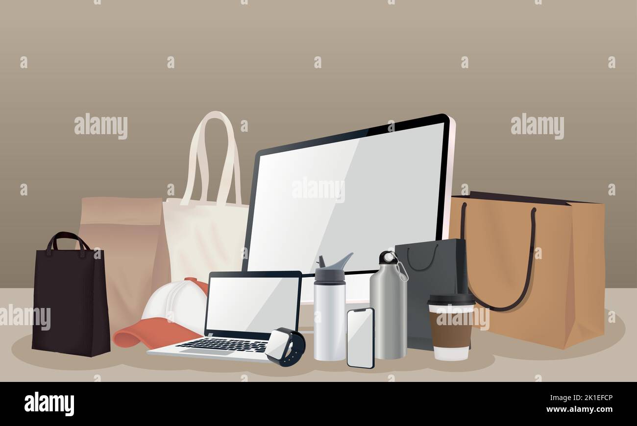 thirteen mockup products set icons Stock Vector Image & Art - Alamy