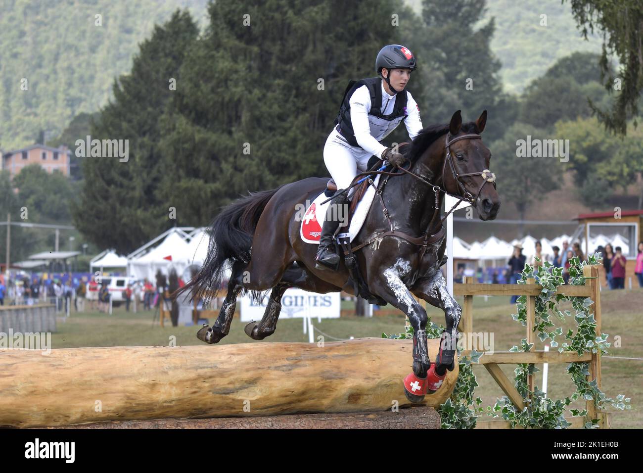 Nadja Minder (SUI) riding Toblerone during the crosscountry course of