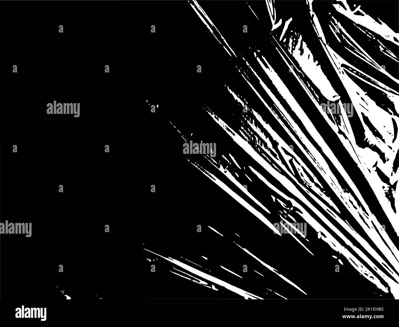 Black and white stretched plastic film. Urban vector grunge background