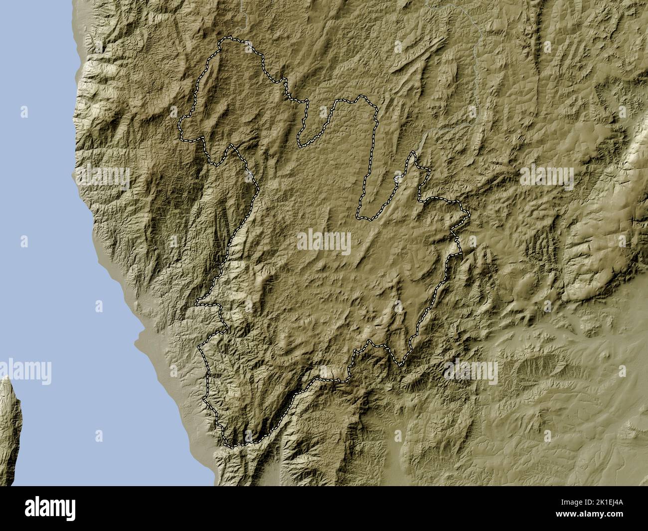 Bururi, province of Burundi. Elevation map colored in wiki style with lakes and rivers Stock Photo