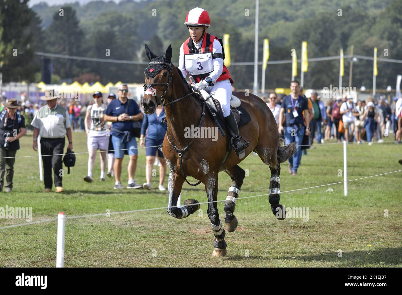 Hawley Awad (CAN) riding Jollybo during the crosscountry course of the Equestrian FEI Eventing