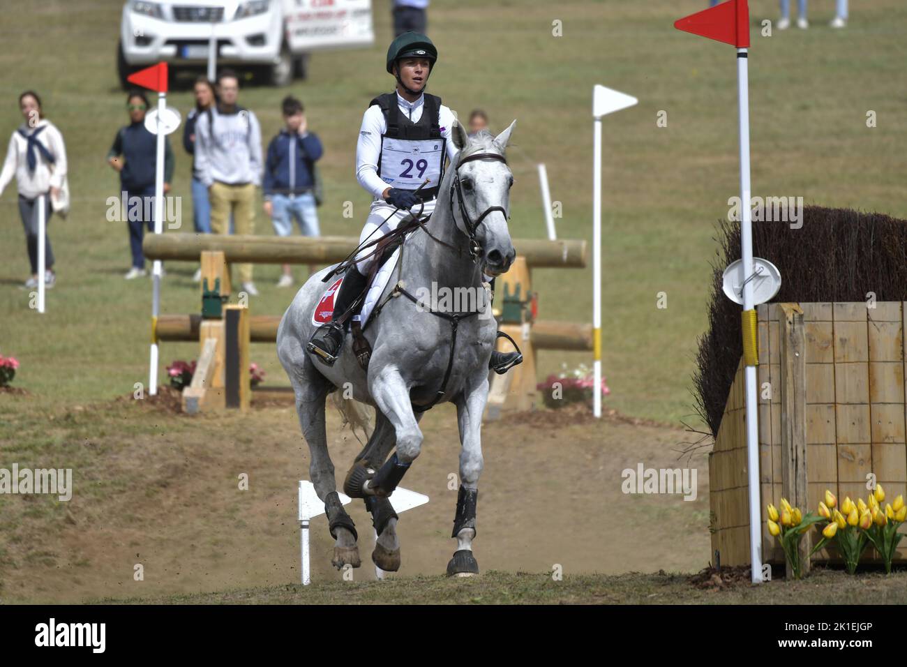 Melody Johner (SUI) riding Toubleu de Rueire during the crosscountry course of the Equestrian