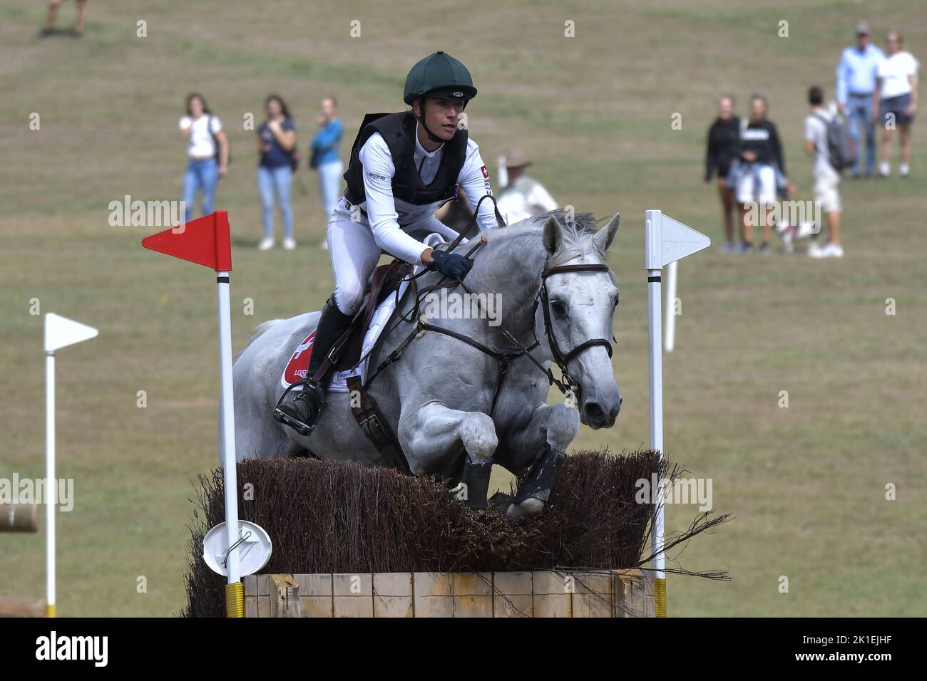 Melody Johner (SUI) riding Toubleu de Rueire during the crosscountry course of the Equestrian