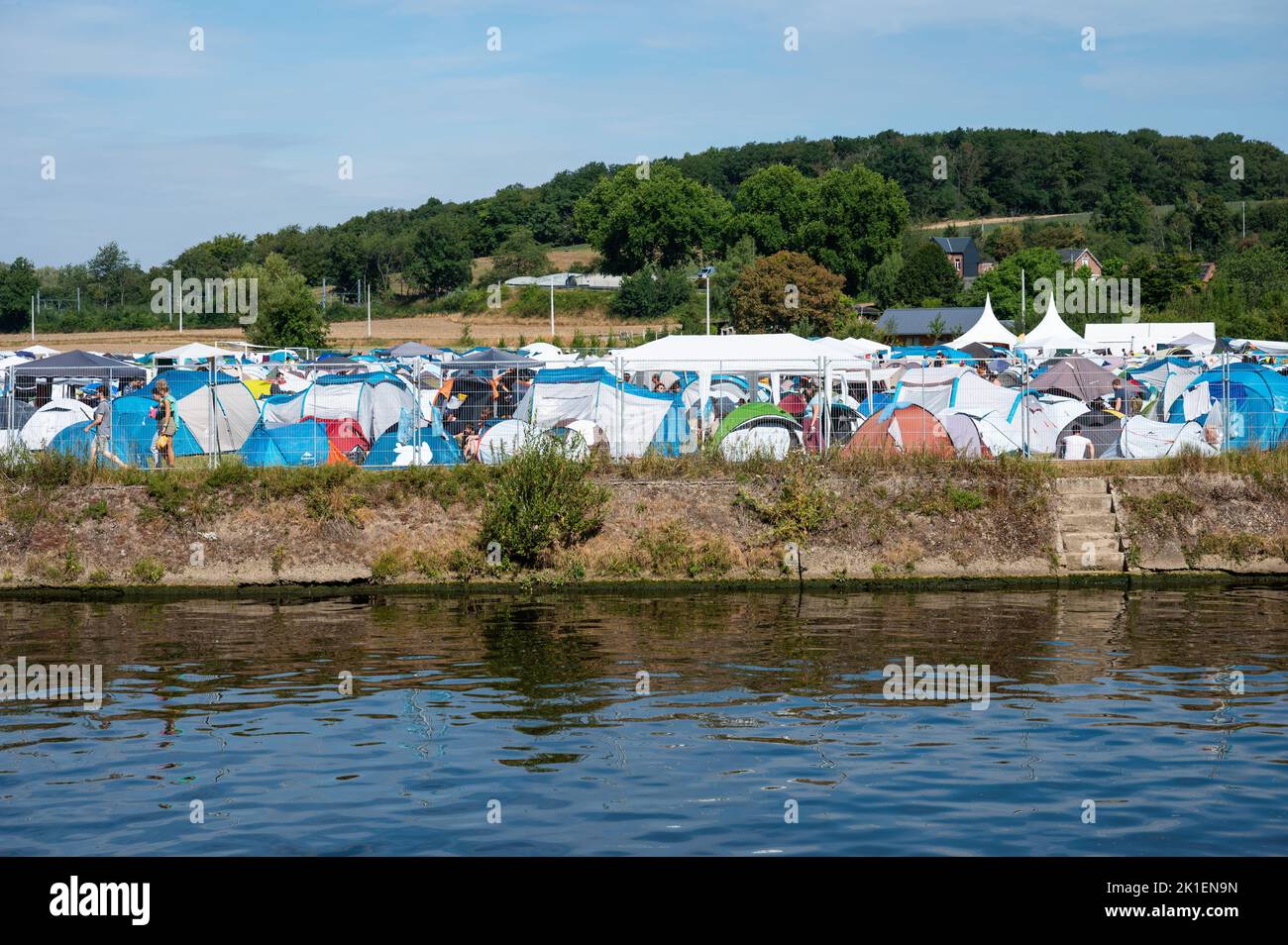 Floreffe, Wallonia, Belgium, 07 29 2022 - Tents at the local camping during summer Stock Photo
