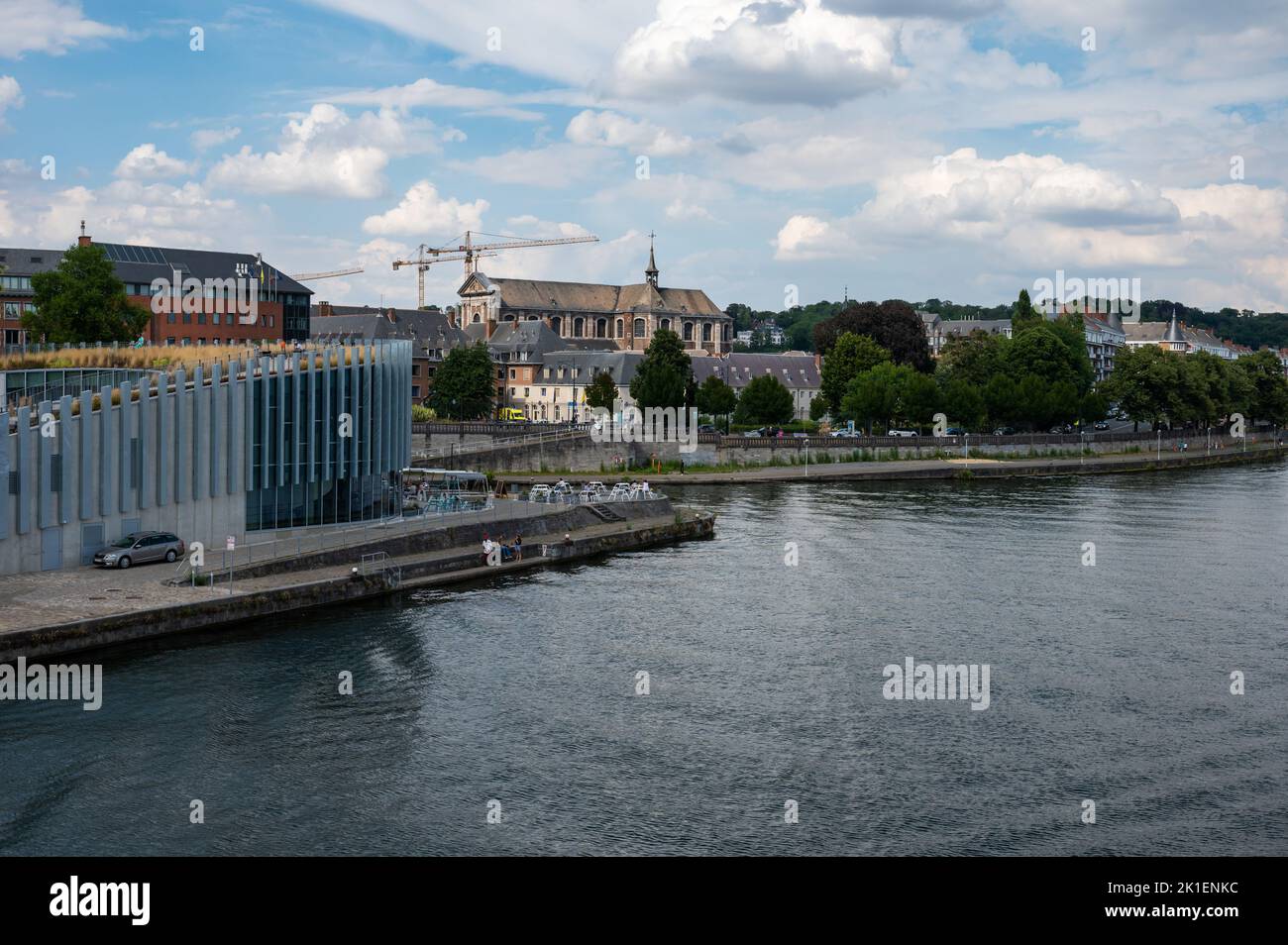 Namur, Wallon Region, Belgium, 07 28 2022 - Cityscape view over the river Sambre Stock Photo