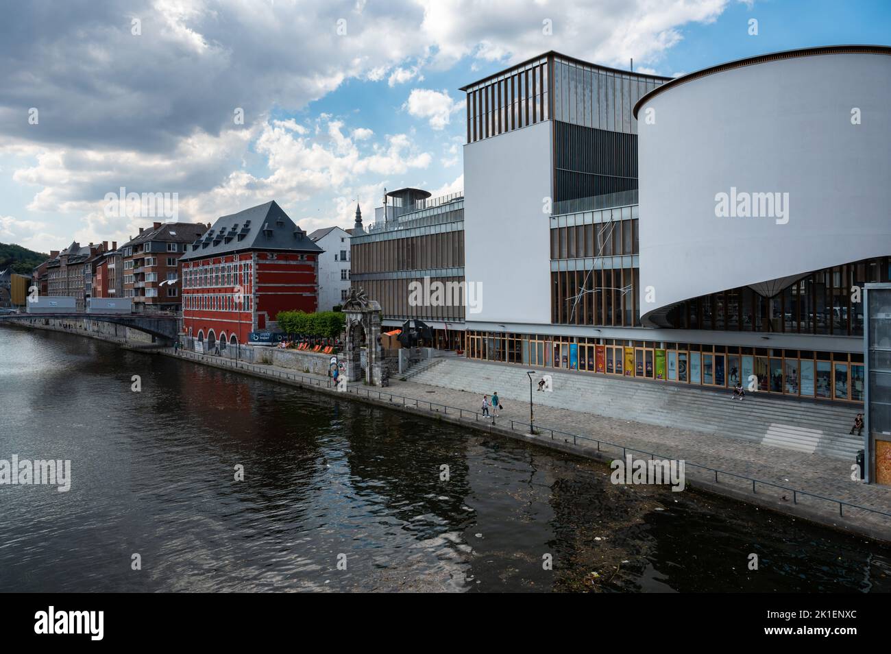 Namur, Wallon Region, Belgium, 07 28 2022 - View over the harbor and city buildings Stock Photo