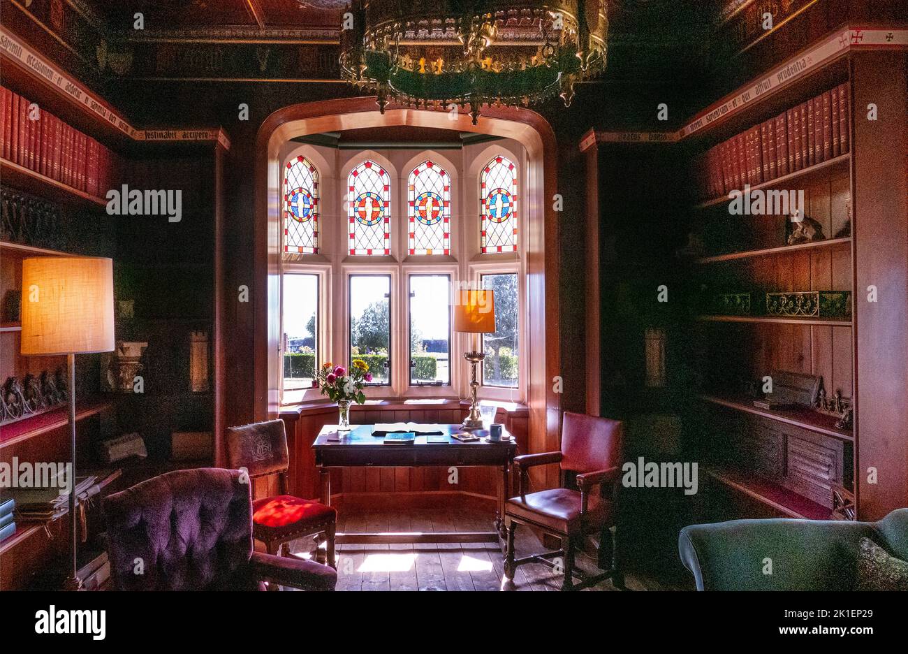 Sitting room at the Grange , Augustus Pugin's Gothic Revival family home in Ramsgate Kent. Stock Photo
