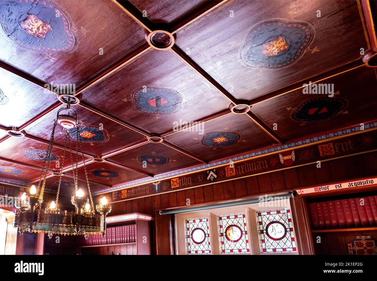 Sitting room ceiling at the Grange , Augustus Pugin's Gothic Revival family home in Ramsgate Kent. Stock Photo