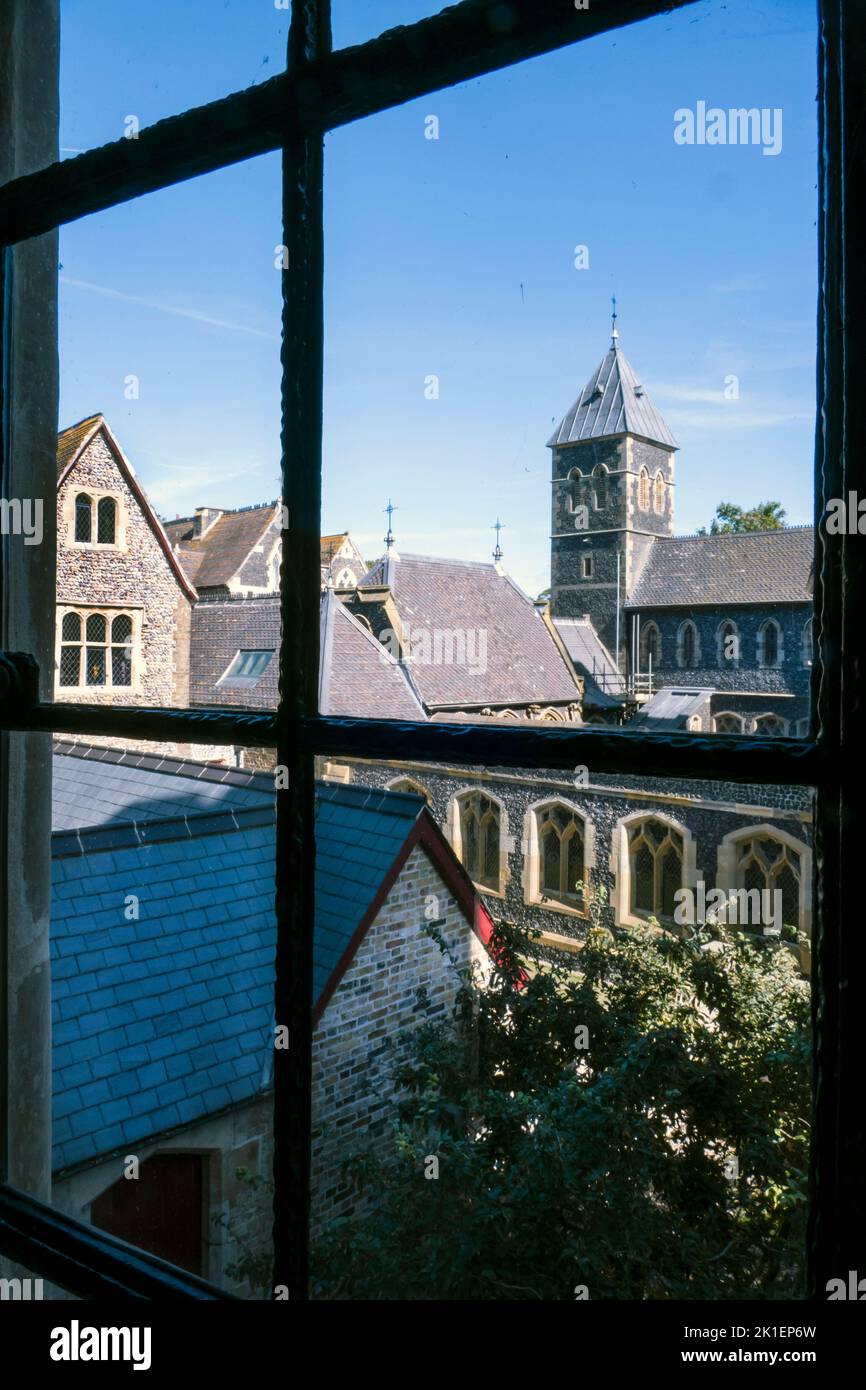 Veiw of st Augustine's Church from the Grange , Augustus Pugin's Gothic Revival family home in Ramsgate Kent. Stock Photo