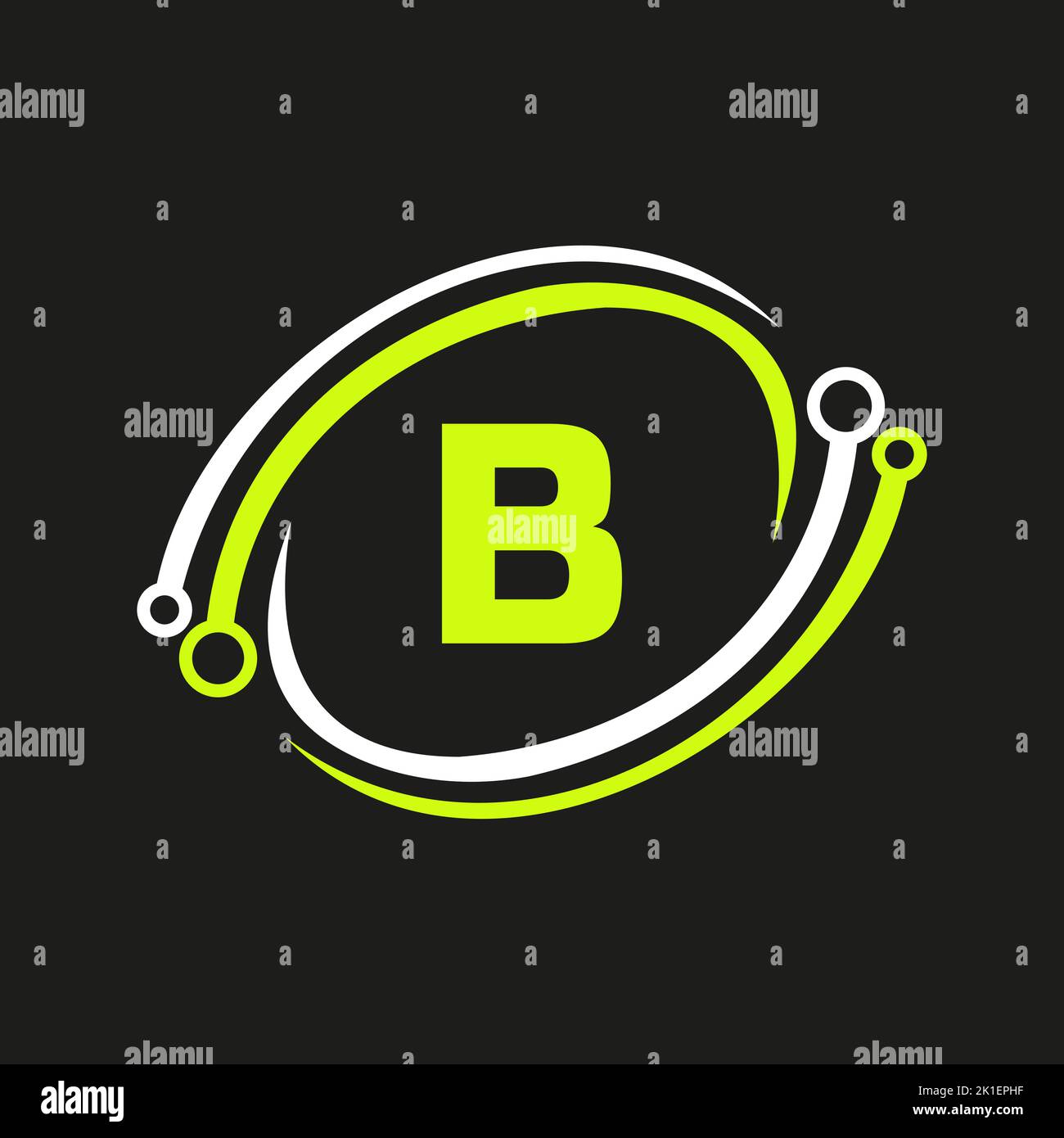 Letter B Technology Logo Combine with Technology Cable Vector Template ...