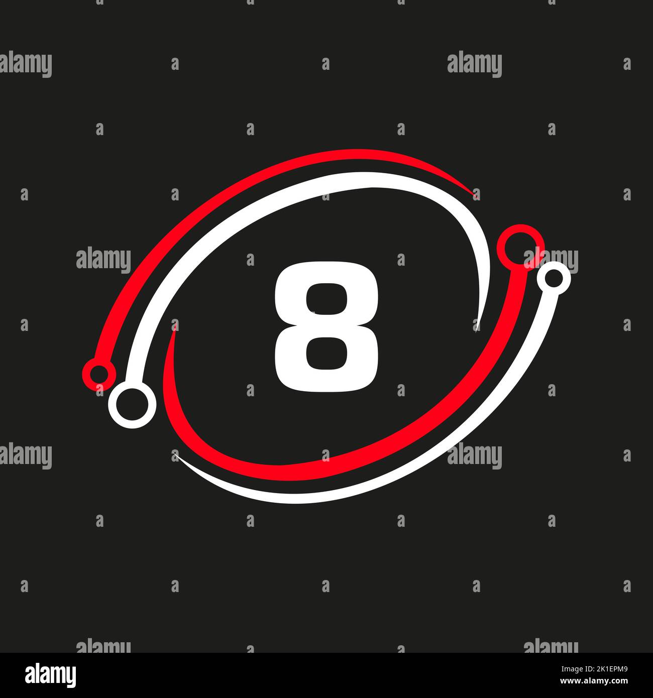 Letter 8 Technology Logo Combine with Technology Cable Vector Template ...