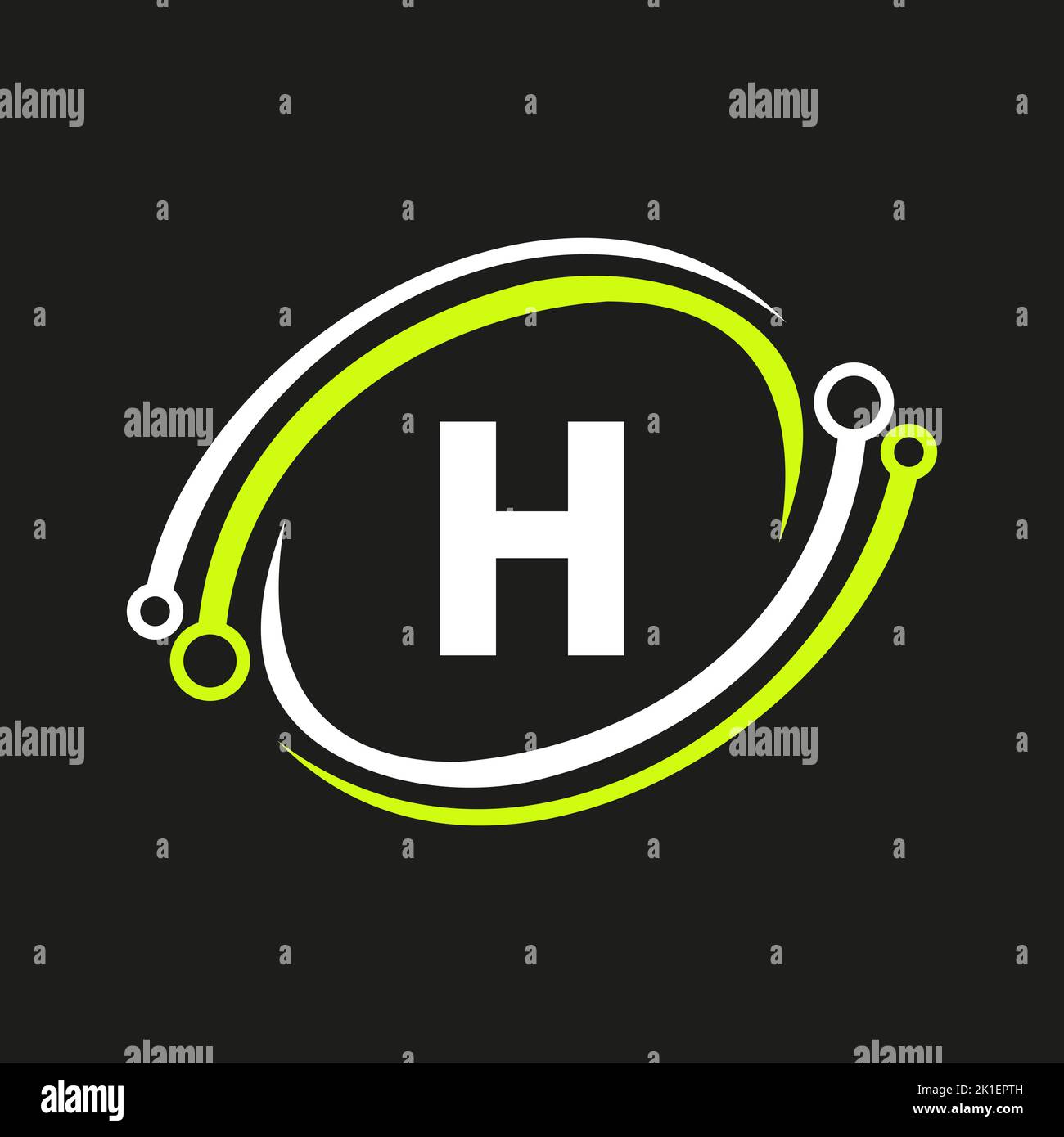 Letter H Technology Logo Combine with Technology Cable Vector Template ...
