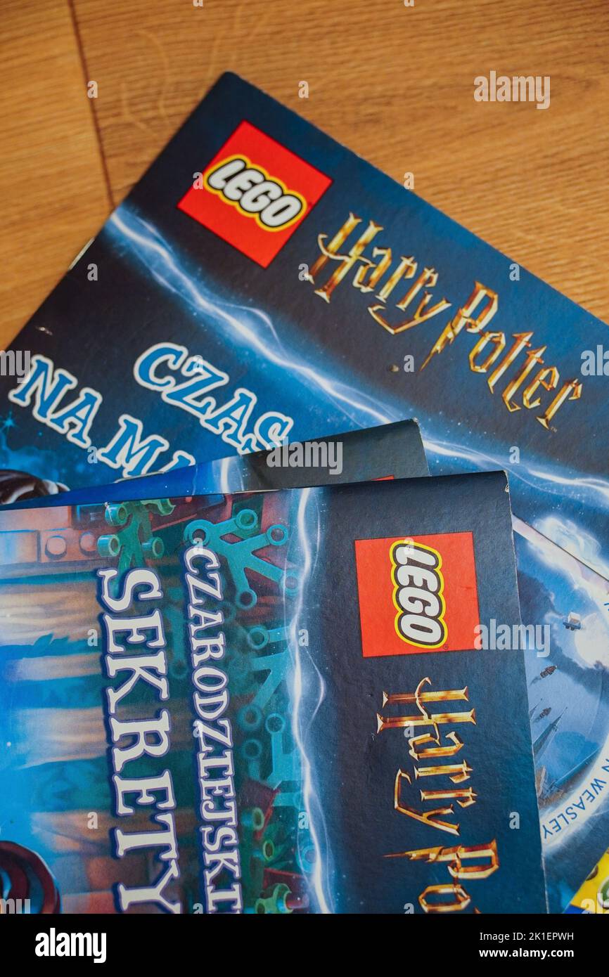 The Lego Harry Potter Magazines Laying On A Wooden Floor Stock Photo 