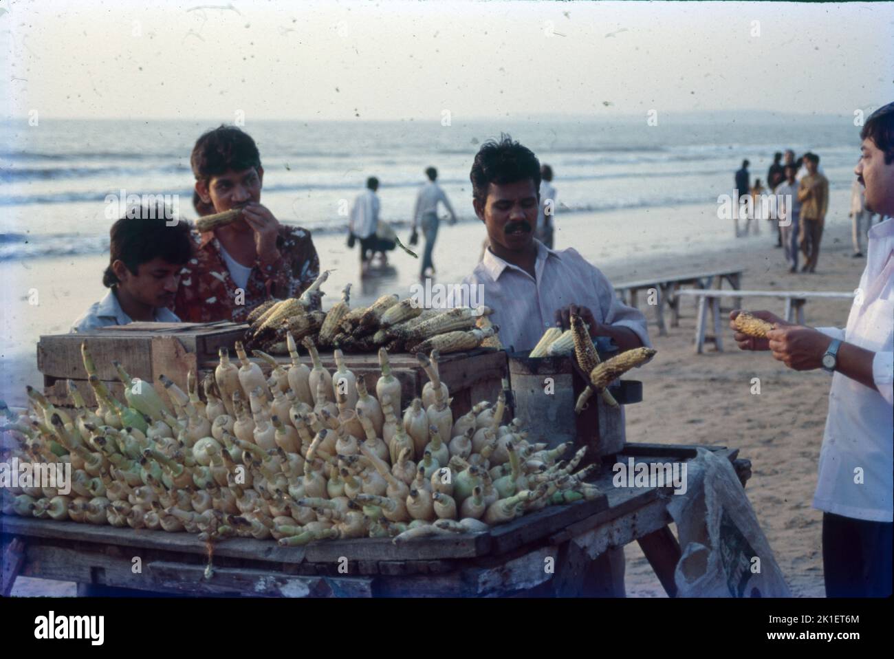 Corn Seller, Juhu Beach, Mumbai Stock Photo