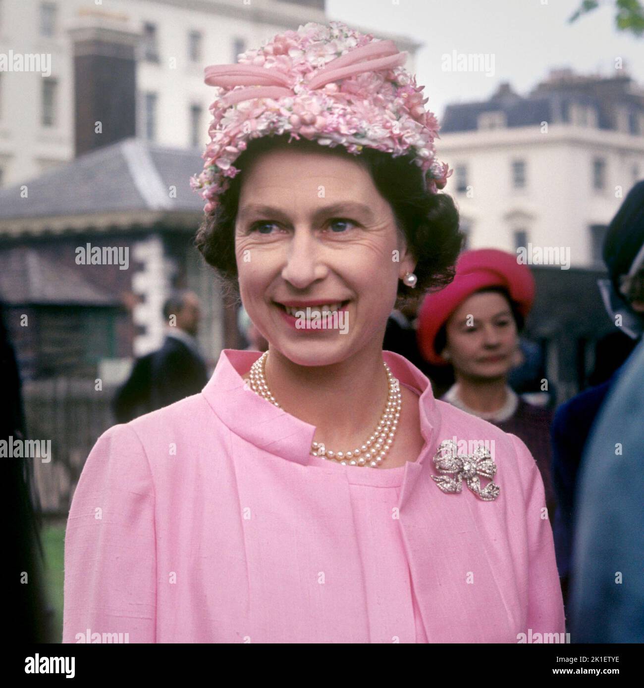 File photo dated 01/06/1967 of Queen Elizabeth II at the garden party in the grounds of the Royal Hospital, Chelsea, London, to mark the 50th anniversary of women in active service, during the Second World War. Issue date: Sunday September 18, 2022.. Photo credit should read: PA Wire Stock Photo