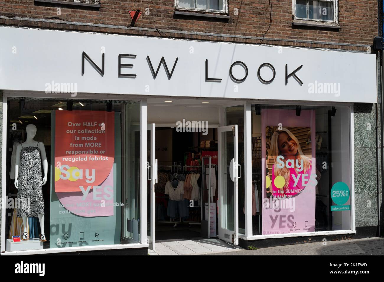 Caernarfon, UK- July 11, 2022:  New Look clothing store in Caernarfon in North Wales. Stock Photo