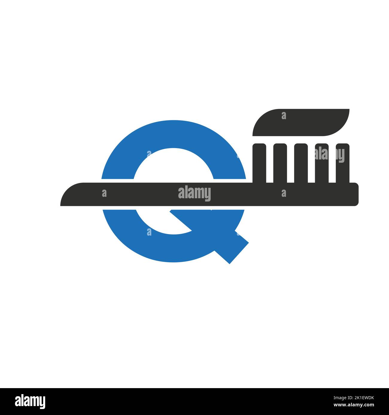 Initial Letter Q Dental Logo Combine With Tooth Brush Symbol Template