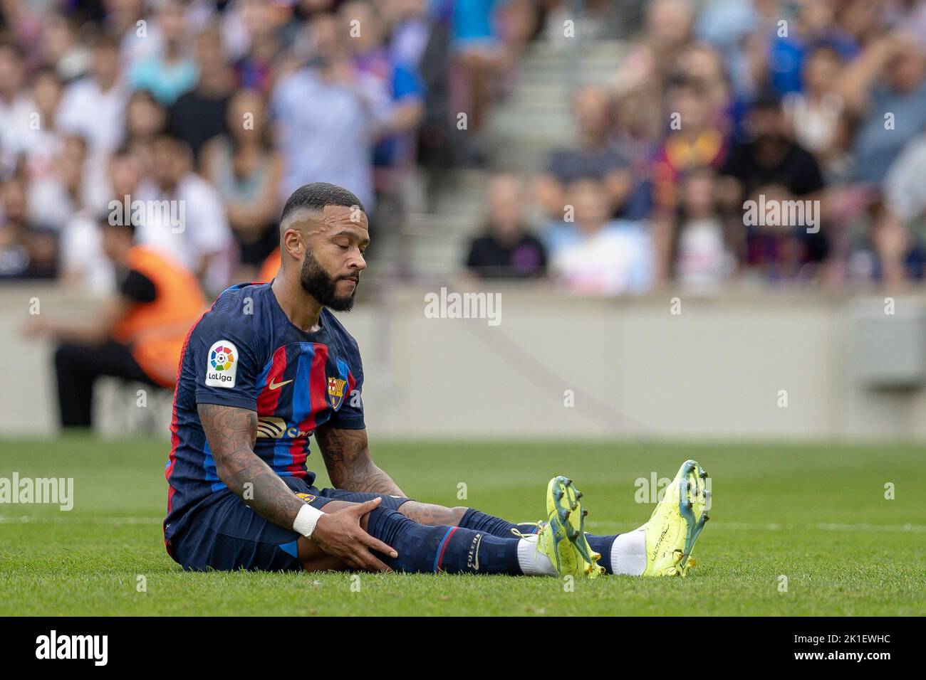Memphis Depay of FC Barcelona during the Liga match between FC Barcelona and Elche CF at Spotify Camp Nou in Barcelona, Spain. Stock Photo