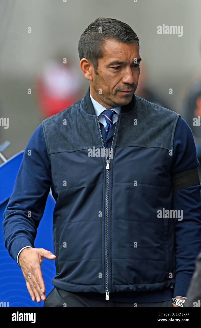 Glasgow, , 17th September 2022.   Rangers Manager Giovanni van Bronckhorst during the cinch Premiership match at Ibrox Stadium, Glasgow. Picture credit should read: Neil Hanna / Sportimage Credit: Sportimage/Alamy Live News Stock Photo