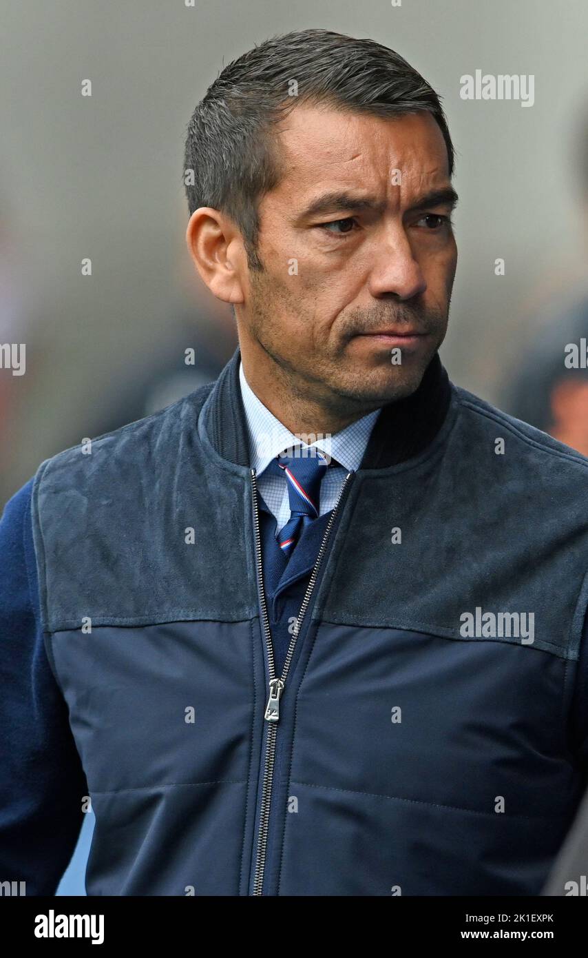 Glasgow, , 17th September 2022.   Rangers Manager Giovanni van Bronckhorst during the cinch Premiership match at Ibrox Stadium, Glasgow. Picture credit should read: Neil Hanna / Sportimage Credit: Sportimage/Alamy Live News Stock Photo