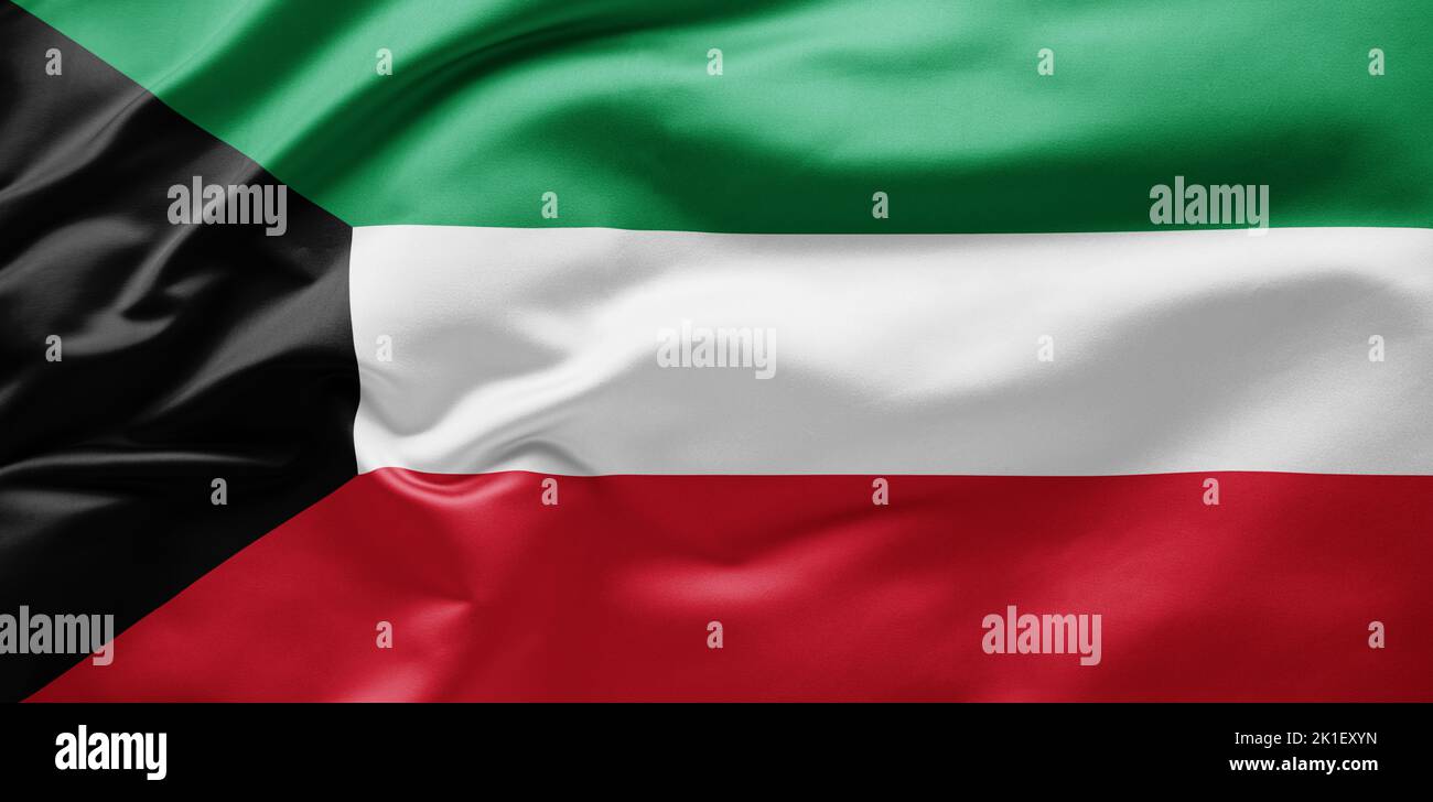 Kuwait flag waving fabric satin hi-res stock photography and images - Alamy
