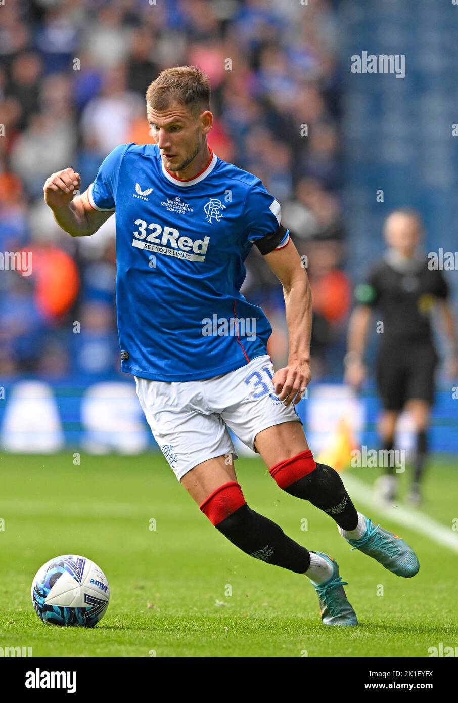 Glasgow, , 17th September 2022. Borna Barišić of Rangers during the ...