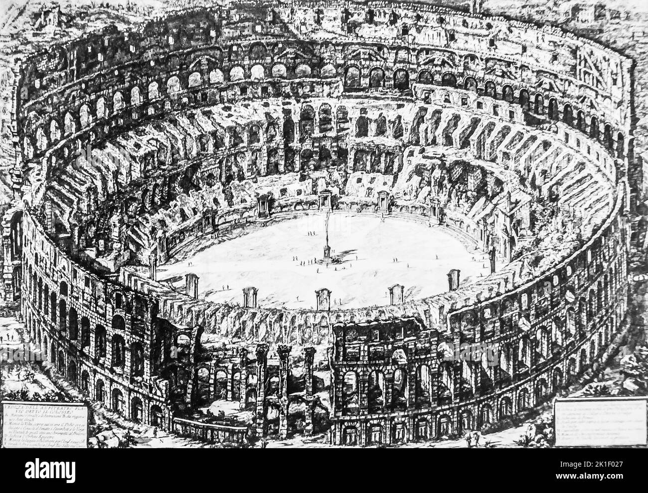 Giovanni Battista Piranesi, Antique illustration of the Colosseum, 1776. Rome Stock Photo