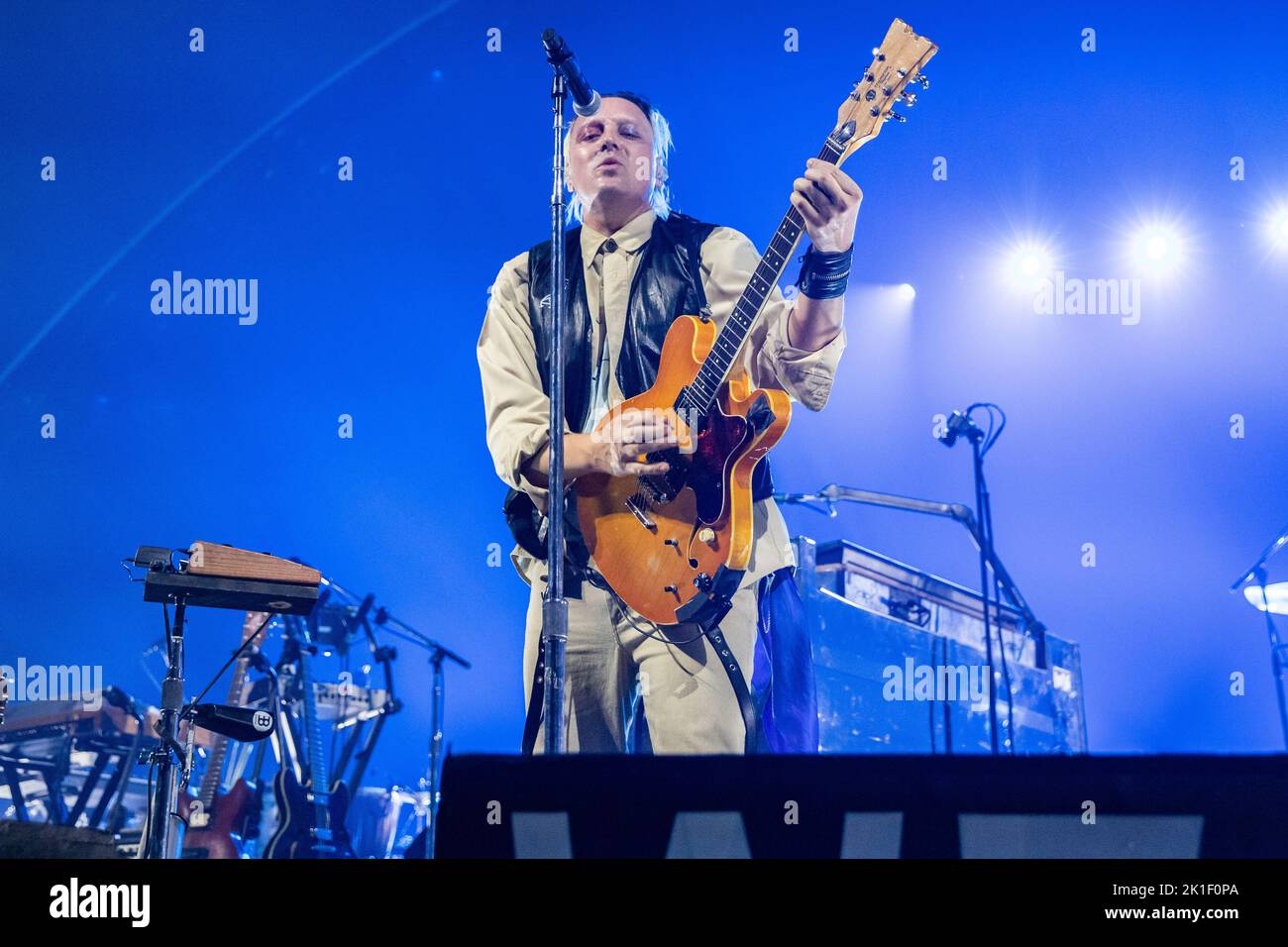 Milan Italy. 17 September 2022. The Canadian rock band ARCADE FIRE performs live on stage at Mediolanum Forum during 'The WE Tour 2022'. Stock Photo