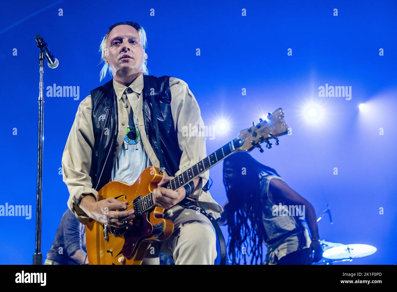Milan Italy. 17 September 2022. The Canadian rock band ARCADE FIRE performs live on stage at Mediolanum Forum during 'The WE Tour 2022'. Stock Photo