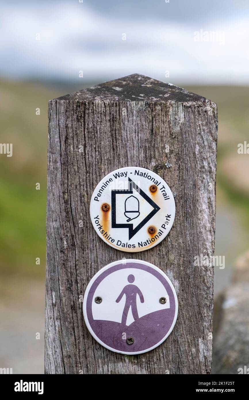 Pennine Way Signpost, near Horton in Ribblesdale, North Yorkshire, UK Stock Photo