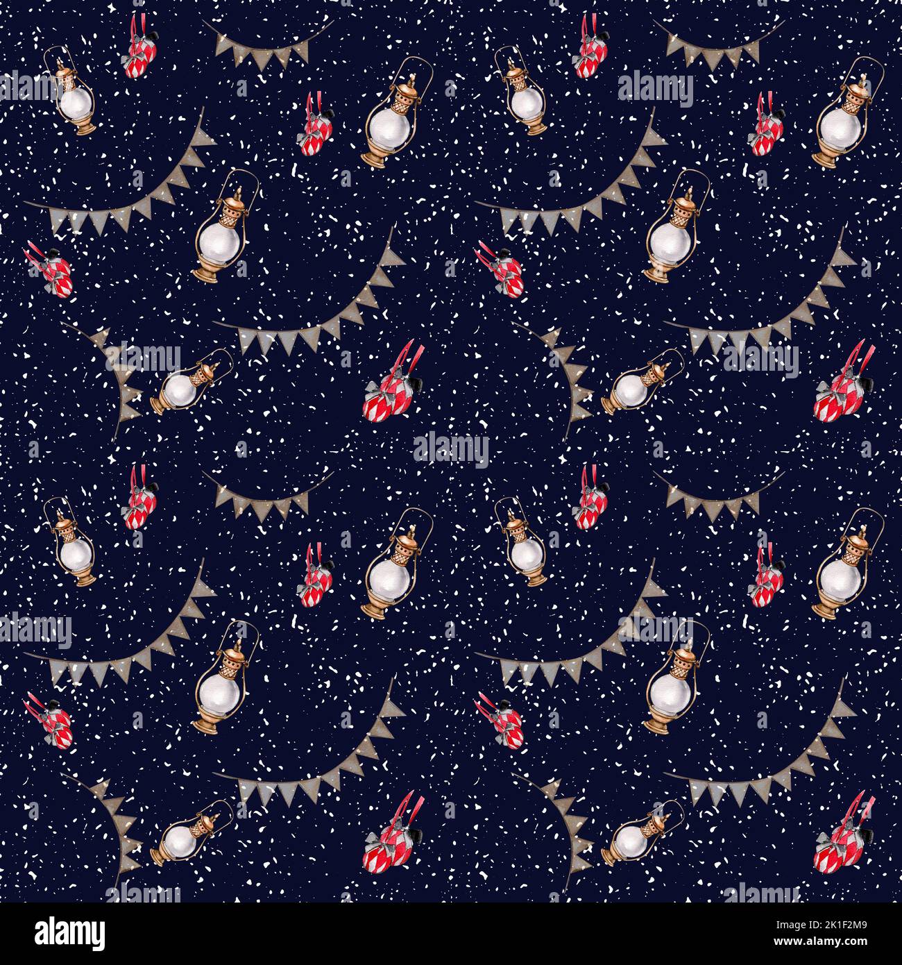 Watercolor Christmas seamless pattern with holiday elements. Winter ...