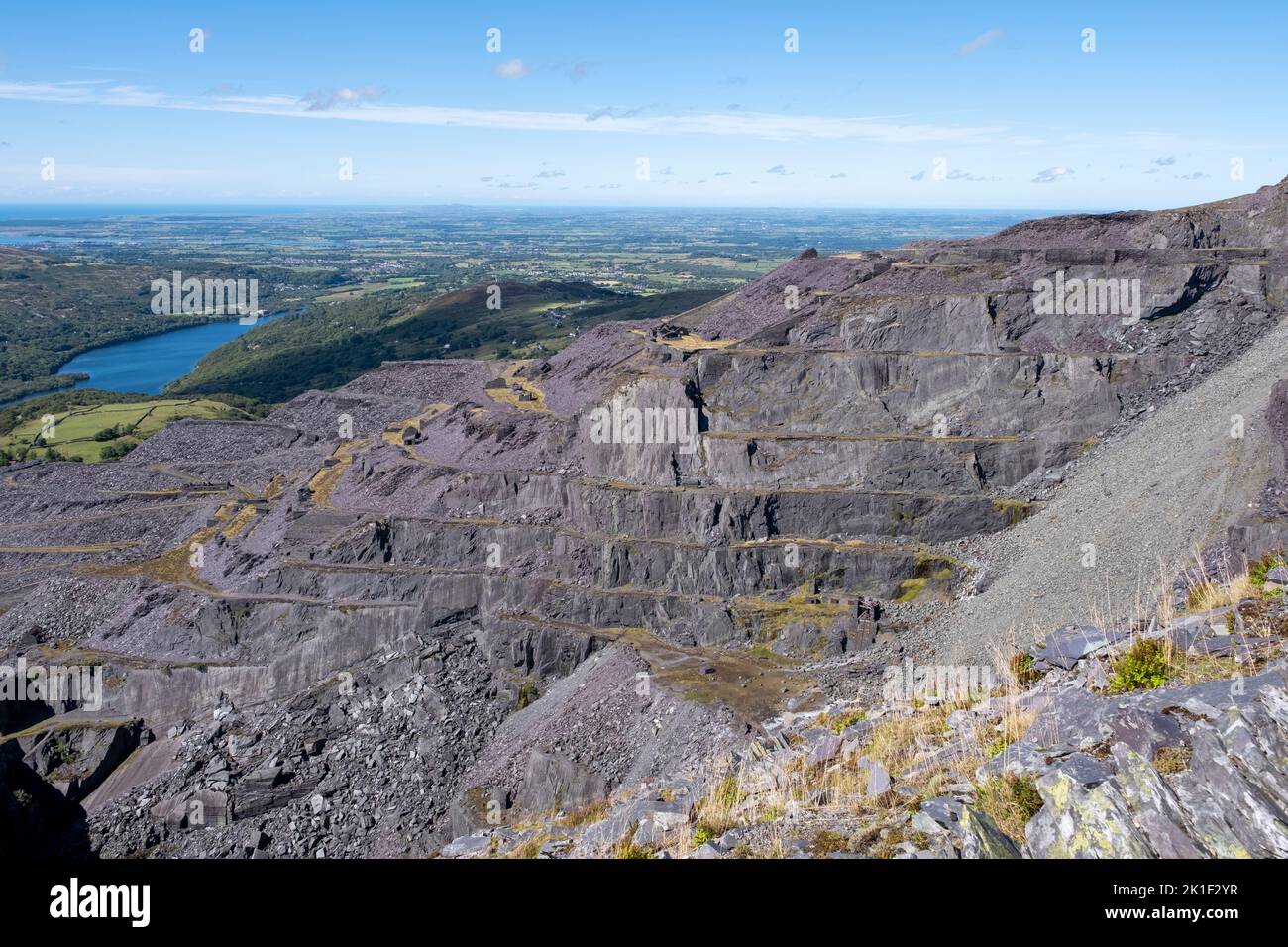 Views of Dinorwic Slate Quarry, situated near the villages of Dinorwig and Llanberis, Snowdonia, North Wales, United Kingdom. Stock Photo